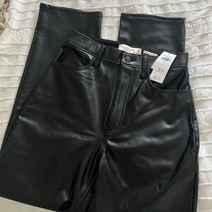 Abercrombie vegan leather ankle straight pant high rise